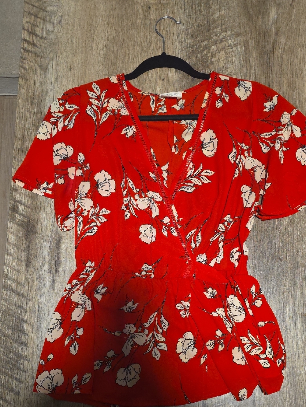 Sienna Sky Red Floral Wrap Blouse